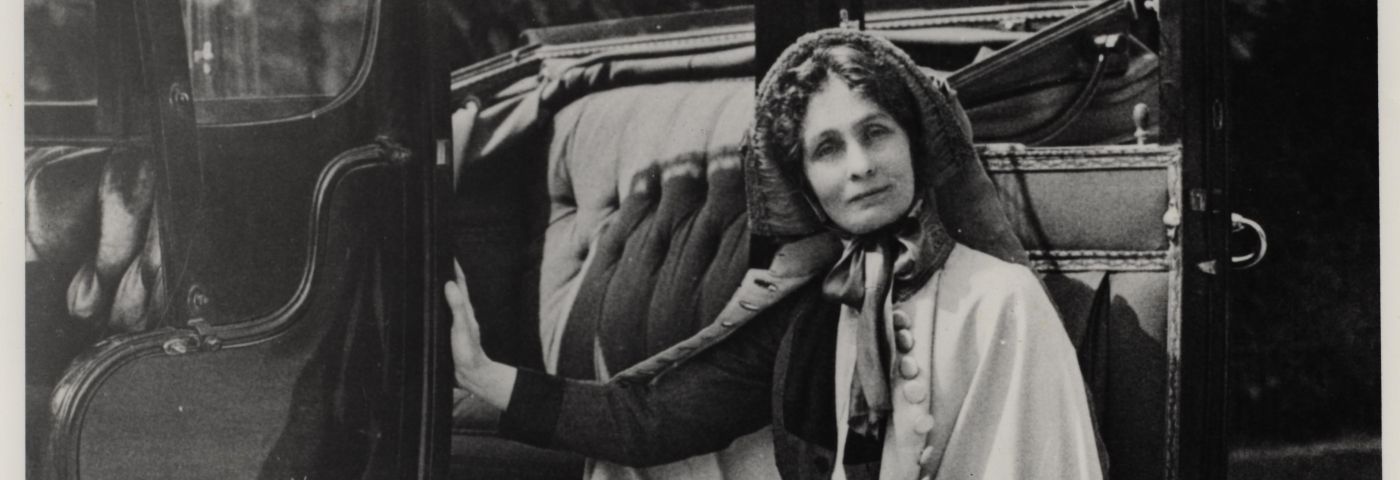 A photograph showing Mrs Pankhurst